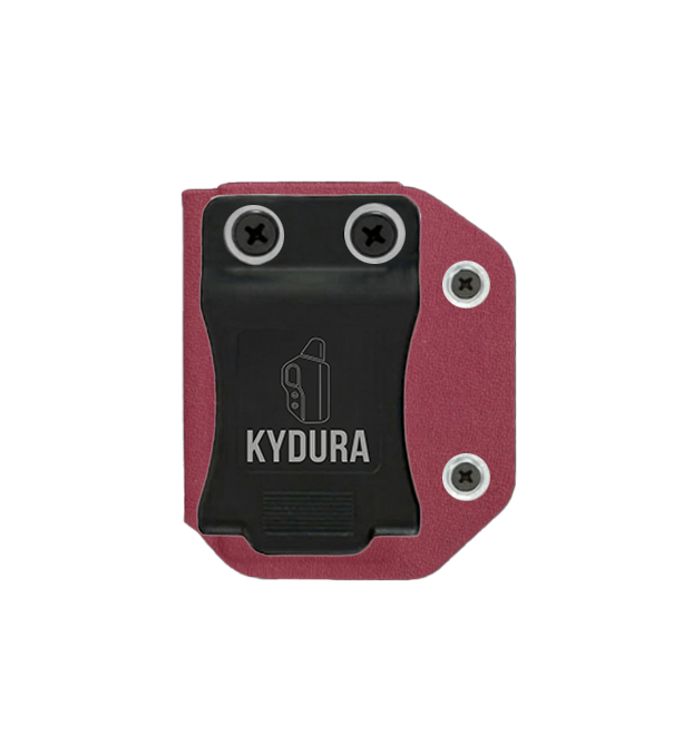 Rubinowa ładownica na magazynek Glock 19 Kydura z klipsem ABS - widok od tyłu